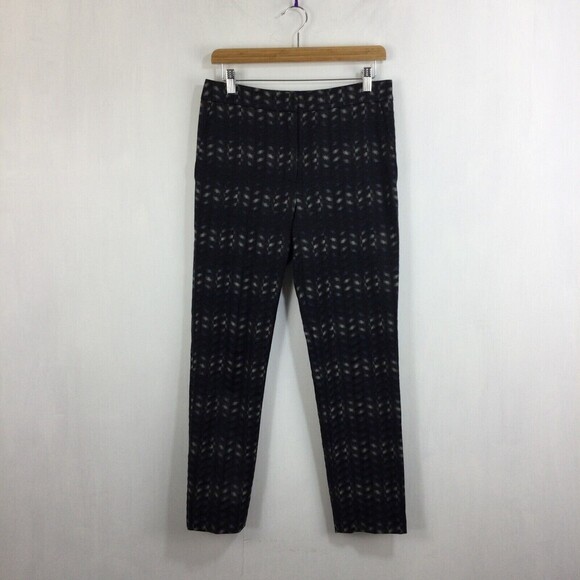 Dennis Merotto Womens Cotton Blend Skinny Striped Printed Pants Black Size 4 - Picture 2 of 7